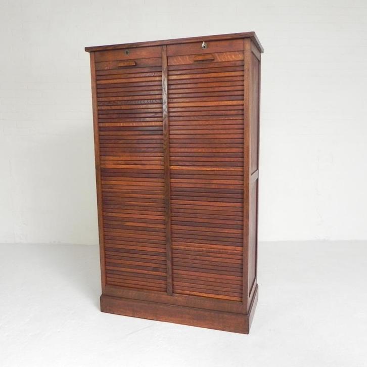 Eiken rolluikkast met 2 luiken, 150 cm hoog, Antiek en Kunst, Antiek | Meubels | Kasten, Ophalen of Verzenden