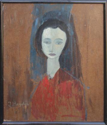 Jan Hoogsteyns (1935-2022): Vrouwenportret 1961 (54 x 64 cm) beschikbaar voor biedingen
