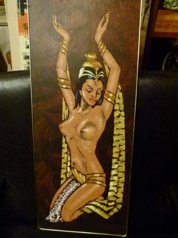 vintage schilderij naakt tempeldanseres 50er Frankrijk beschikbaar voor biedingen