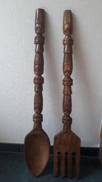 Houten decoratieve lepel en vork, Antiek en Kunst, Ophalen