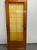 Bruin binnendeur met glas., Doe-het-zelf en Bouw, Deuren en Vliegenramen, Ophalen, Gebruikt, Glas, Binnendeur