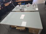 Tafel met glazen blad - 90x160, Ophalen, Gebruikt, 100 tot 150 cm, 50 tot 75 cm