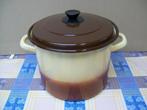 Kookpot Emaille Kleur Bruin Beige- Pot Met Deksel - Vintage, Huis en Inrichting, Keuken | Potten en Pannen, Overige materialen