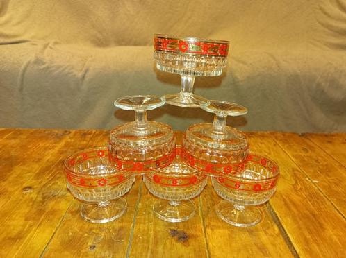 Set van 6 vintage champagnecoupes / cocktailglaasjes, Antiek en Kunst, Antiek | Glaswerk en Kristal, Ophalen of Verzenden