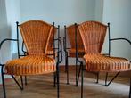 4 unieke vintage stoelen rotan+smeedijzer, Ophalen