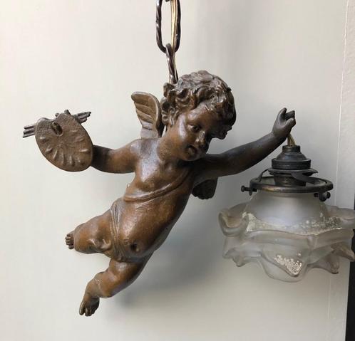 Hanglamp engeltje brons, Huis en Inrichting, Lampen | Hanglampen, Glas, Ophalen of Verzenden