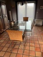 Table en verre avec 6 chaises, Maison & Meubles, 100 à 150 cm, Enlèvement, Utilisé, Verre