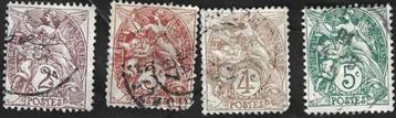 4 Postzegels Frankrijk 1900 Allegorie (Type Blanc) beschikbaar voor biedingen