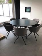 MODERNE SET: Ronde eettafel 160cm + 6 Grijze Kuipstoelen, 150 à 200 cm, Cinq personnes ou plus, Rond, 150 à 200 cm