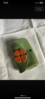 Handgemaakte leren portemonnee, Handtassen en Accessoires, Portemonnees, Ophalen of Verzenden, Zo goed als nieuw, Groen, Leder