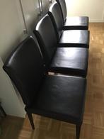 4 Eetkamerstoelen merk JORI - zwart leder - prijs per stoel, Comme neuf, Noir, Enlèvement