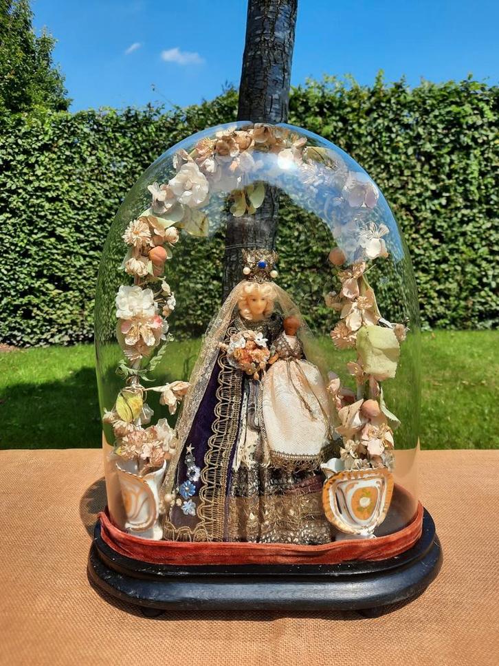 Prachtige antieke stolp met Madonna en kind, Huis en Inrichting, Woonaccessoires | Stolpen, Ophalen of Verzenden