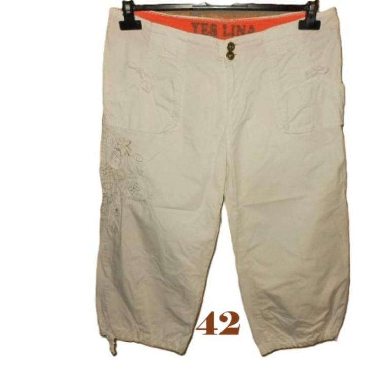 (15) -pantacourt femme t.42 blanc - yes lina -, Kleding | Dames, Broeken en Pantalons, Zo goed als nieuw, Maat 42/44 (L), Wit