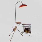 Bijzettafel met leeslamp en bijpassende krantentafel, Ophalen of Verzenden, Gebruikt, Vintage design, 150 tot 200 cm