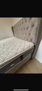 Taupegrijze boxspring 160x200 te koop, Huis en Inrichting, Slaapkamer | Boxsprings, Ophalen, Tweepersoons, Zo goed als nieuw, 200 cm