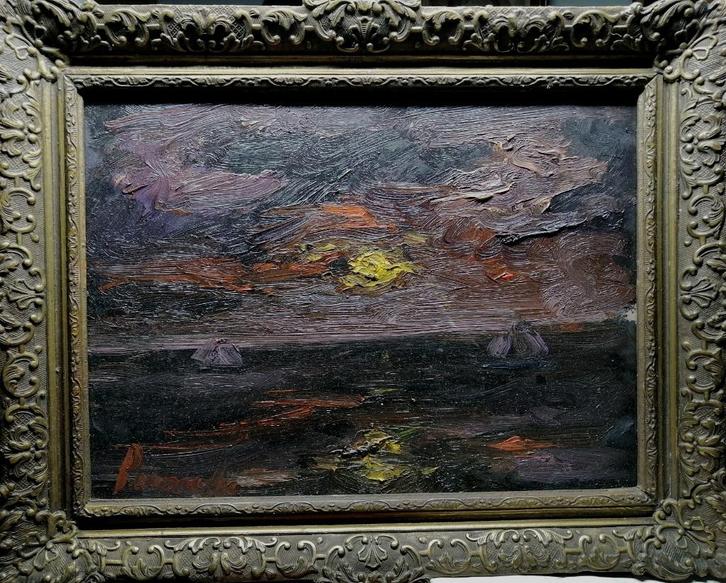 Constant Permeke '' Avond op zee '' olieverf op karton, Antiek en Kunst, Kunst | Schilderijen | Klassiek, Verzenden