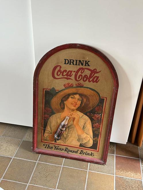 Houten reclamebord Coca-Cola, Verzamelen, Overige Verzamelen, Gebruikt, Ophalen