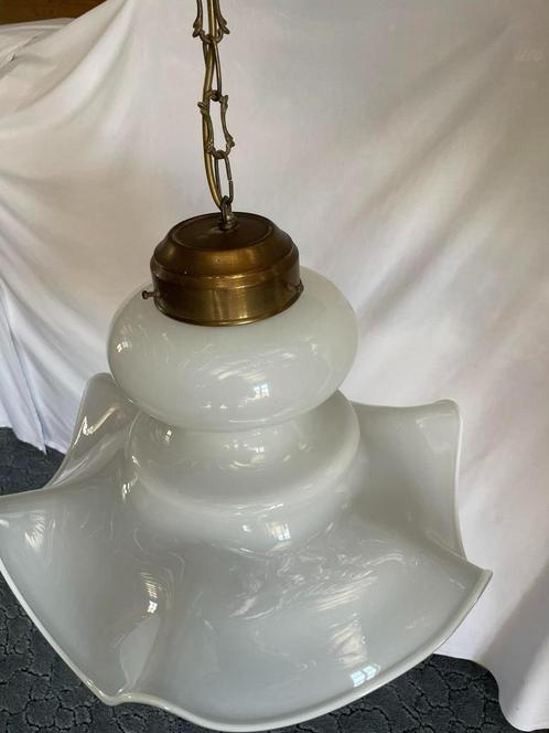 Franse glazen hanglamp uit jaren 70-Vintage, Antiek en Kunst, Antiek | Glaswerk en Kristal, Ophalen