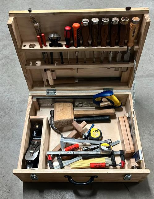 Schrijnwerkerskist met echte inhoud - geen speelgoed, Doe-het-zelf en Bouw, Gereedschap | Handgereedschap, Gebruikt, Ophalen