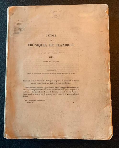 Boek Istore et croniques de Flandres, tome II, 1880, Antiek en Kunst, Antiek | Boeken en Manuscripten, Ophalen