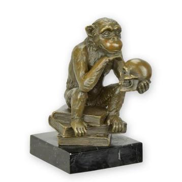Bronzen Beeld van darwin aap op boeken GRATIS LEVERING beschikbaar voor biedingen