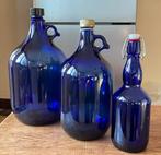 Blauwe glazen flessen 5l, 3l, 750ml, Ophalen, Nieuw