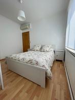 Wit houten bed met lattenbodem en matras 140 x 200, 140 cm, Wit, Zo goed als nieuw, Hout