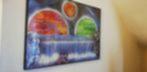 cadre planetes colore fait artiste rue crete tb etat 60x50cm, Ophalen of Verzenden, Zo goed als nieuw
