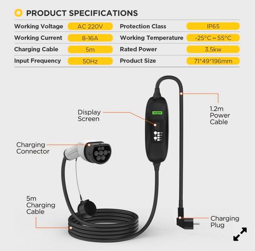 Chargeur véhicules électriques AUTOOL C350 charge IP65, Autos : Divers, Bornes de recharge, Enlèvement ou Envoi