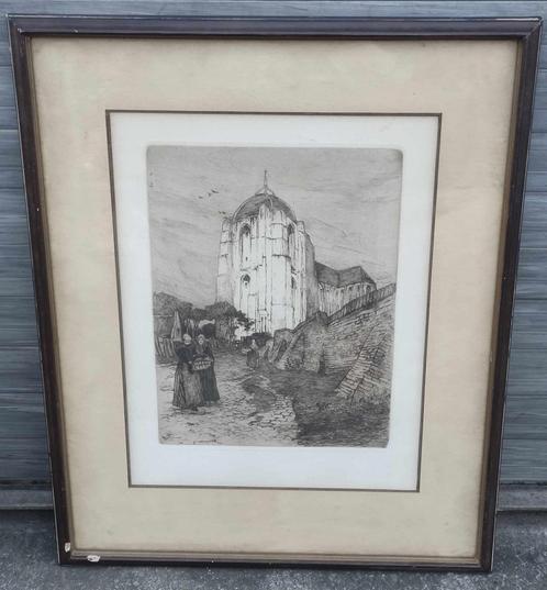 Gravure signe Henri cassiers, Antiek en Kunst, Kunst | Etsen en Gravures, Ophalen of Verzenden