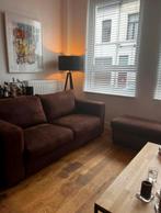 Zetel lederen tweezit + voetbank, Huis en Inrichting, Ophalen, Zo goed als nieuw