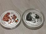 Australia,2oz 999% silver,Year of the monkey,coloured+normal, Setje, Zilver, Ophalen of Verzenden