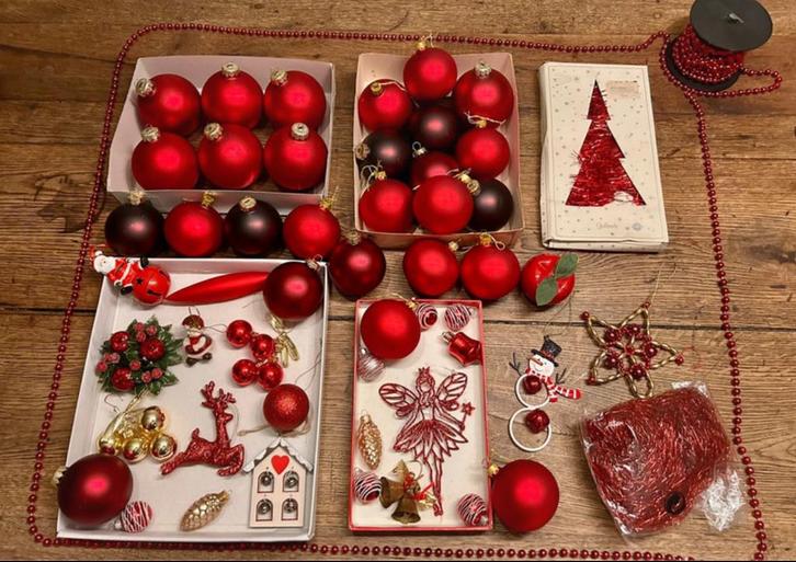 Set de décoration de Noël rouge, Divers, Noël, Comme neuf, Enlèvement ou Envoi