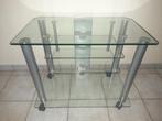 GLAZEN TV-TAFEL MET WIELEN, Ophalen, Zo goed als nieuw, Glas