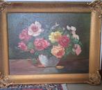 Klassiek schilderij bloemen, 70x58, incl. kader, + 60 jaar, Antiek en Kunst, Ophalen
