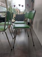 4 Tavo Belgium chrome groene lederen stoelen, Huis en Inrichting, Ophalen, Gebruikt, Overige kleuren, Sixties