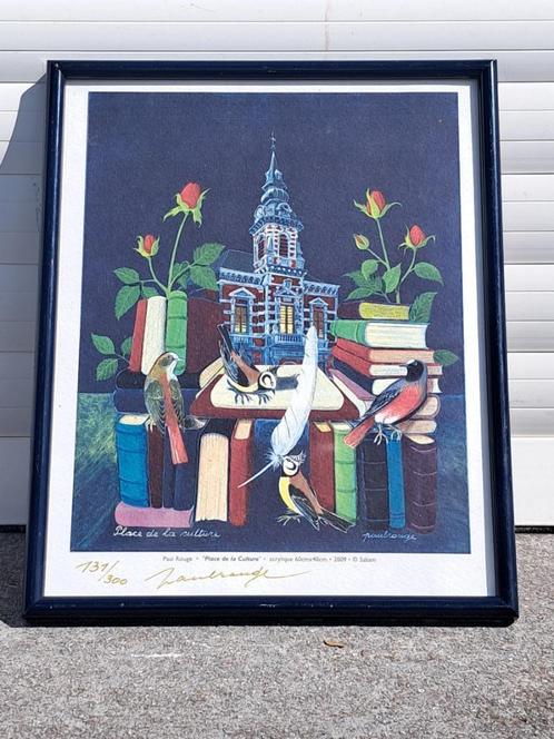 lithographie place de la culture signe paul rouge, Antiek en Kunst, Kunst | Litho's en Zeefdrukken, Ophalen of Verzenden