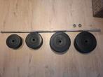 Halter met gewichten 60 kg, Sport en Fitness, Fitnessmaterialen, Ophalen, Zo goed als nieuw, Halterset