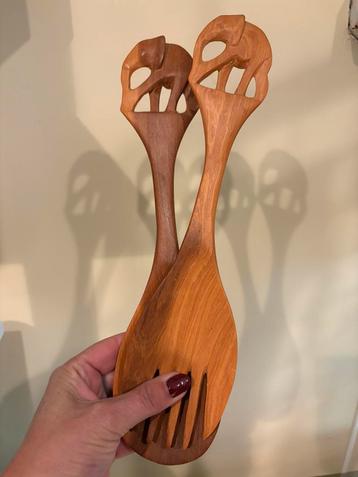 Vintage sla bestek hout - nieuw beschikbaar voor biedingen