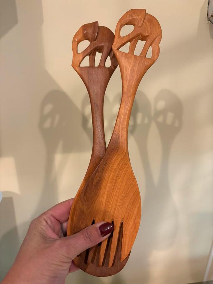 Vintage sla bestek hout - nieuw, Huis en Inrichting, Keuken | Bestek, Zo goed als nieuw, Hout, Ophalen of Verzenden