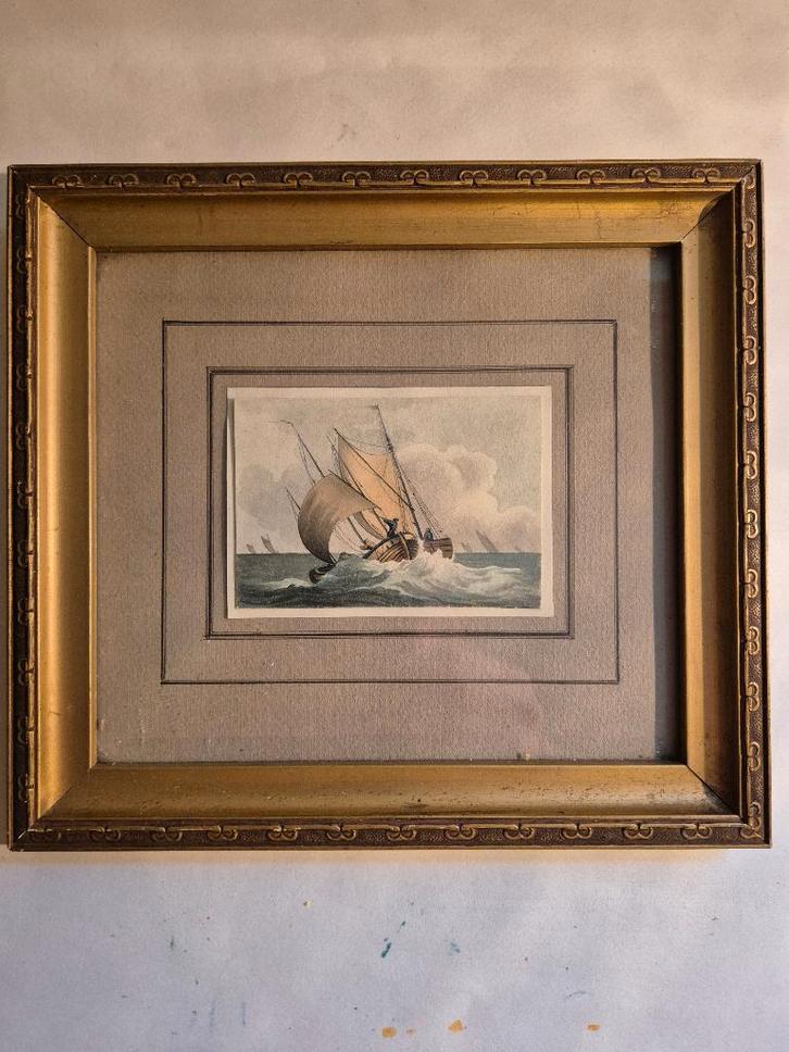 aquarelle ancienne dans cadre, Antiquités & Art, Art | Peinture | Classique, Envoi