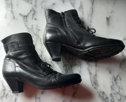 Zwarte leren enkellaarsje- Veter en zijrits- Gabor- Maat 39, Vêtements | Femmes, Chaussures, Comme neuf, Boots et Botinnes, Noir