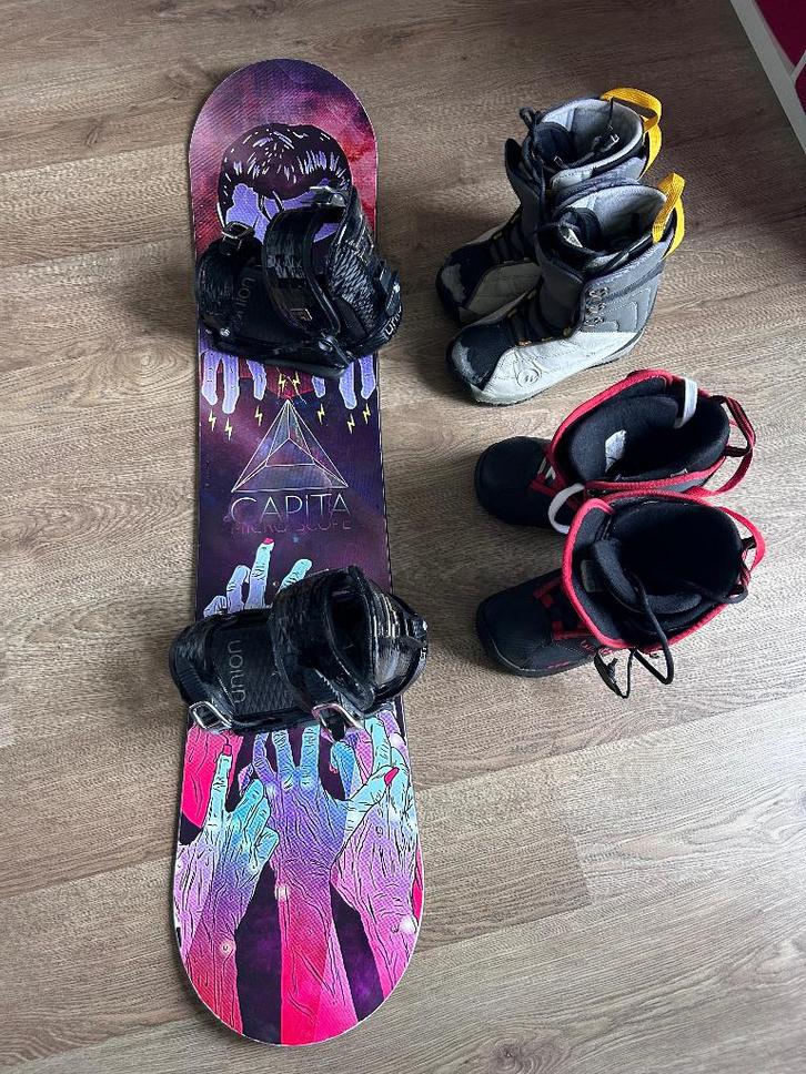 Snowboardset 116 cm, Sports & Fitness, Snowboard, Utilisé, Planche, Enlèvement