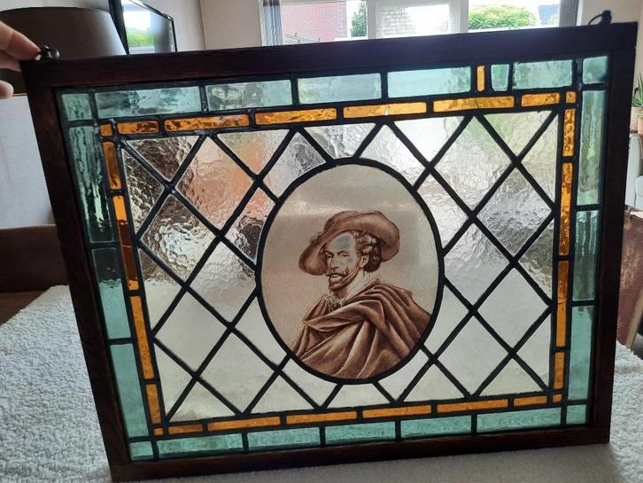 FRAAI GLAS IN LOOD RAAM - PETER PAUL RUBENS - 1900., Antiek en Kunst, Antiek | Glaswerk en Kristal, Ophalen of Verzenden