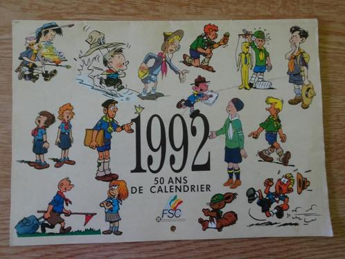 FSC Scoutkalender 1992 - Hergé, Verzamelen, Stripfiguren, Zo goed als nieuw, Plaatje, Poster of Sticker, Kuifje, Ophalen of Verzenden
