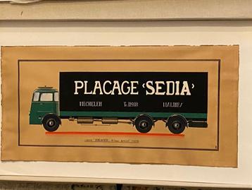 gouache Mechelen ontwerp origineel jaren 50  camion beschikbaar voor biedingen