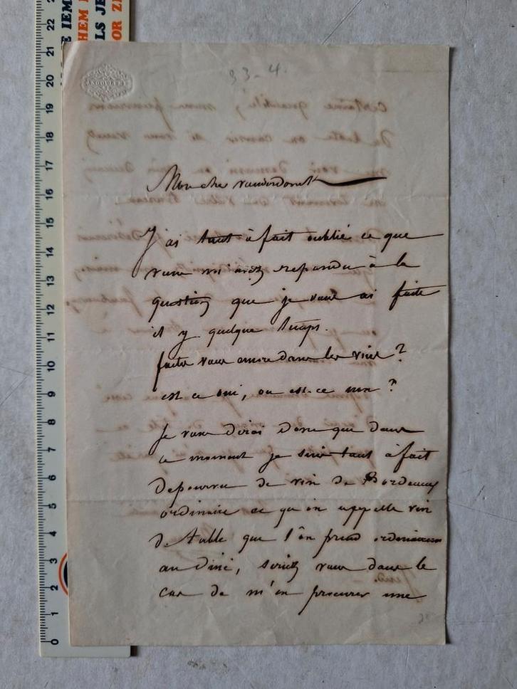 Eigenhandig geschreven brief door Jean-Baptiste Madou, Antiek en Kunst, Kunst | Overige Kunst, Ophalen of Verzenden