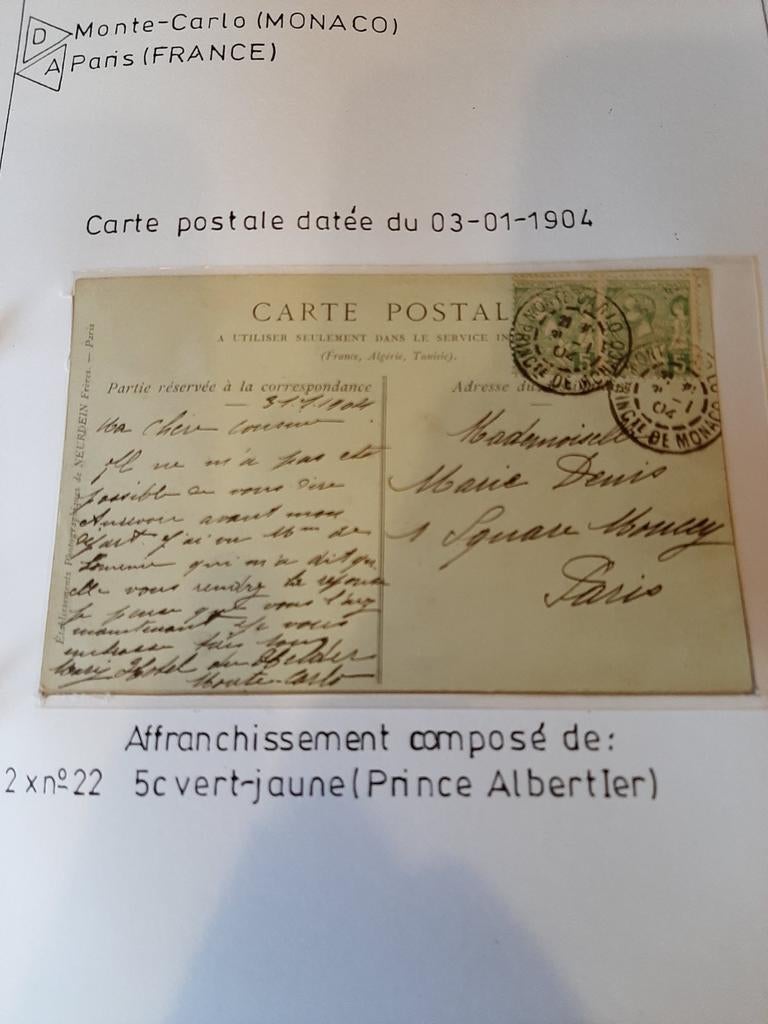 Lot de cartes postales de Monaco 1904, Enlèvement ou Envoi