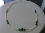 Ketting met cultuurparels en malachiet steen - Lengte : 62 c, Ophalen of Verzenden