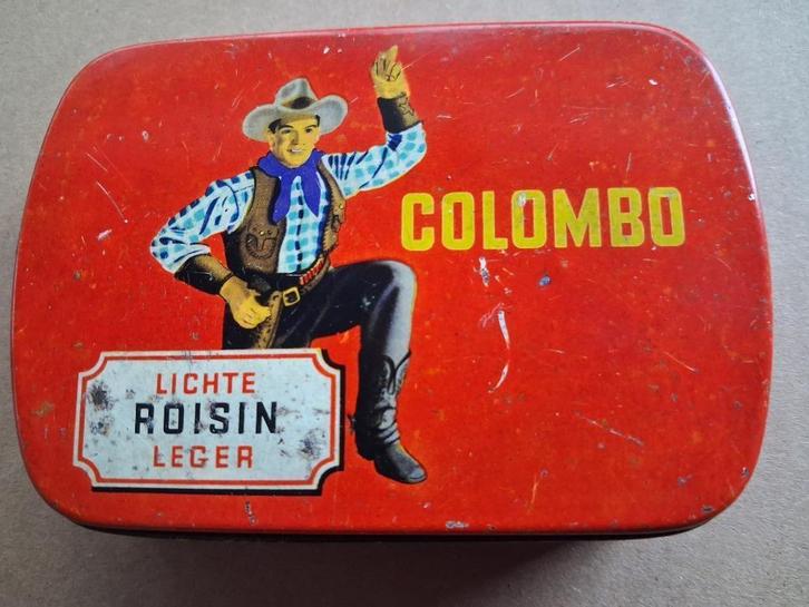 oude tabaksdoos  VANDER ELST  COLOMBO, Verzamelen, Merken en Reclamevoorwerpen, Gebruikt, Reclamebord, Ophalen of Verzenden